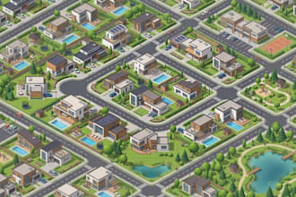design isometric vector maps, 3d site plans, property maps layouts