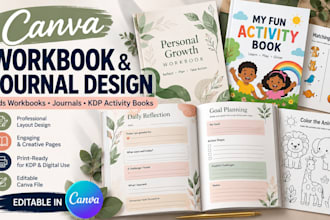 design canva workbooks, kids workbooks, journals, and KDP activity books