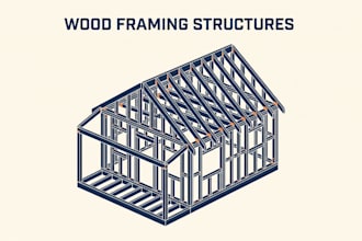 draft architectural drawings and wood framing plans for cabins and sheds