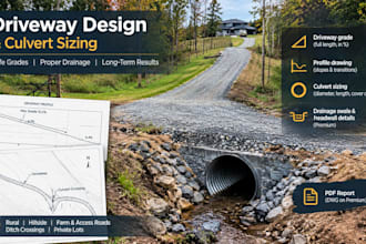 calculate driveway slope, profile and culvert pipe size for your lot
