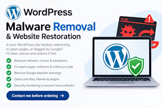 fix hacked wordpress website, remove malware and virus cleanup