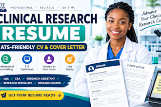 write an ats clinical research resume, CV and cover letter