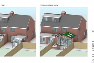 draw 2d floor plan for house extension, open plan room, kitchen, dinning room