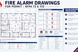 draw a fire alarm riser diagram for permit per nfpa 72 and 170