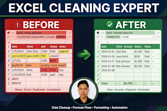 clean and organize messy excel data and remove duplicates