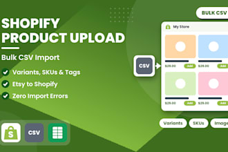 create shopify or etsy product CSV files with variants for bulk import