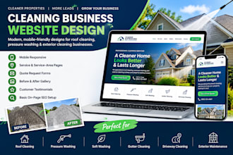design a roof cleaning, pressure washing and exterior cleaning ,gutter website