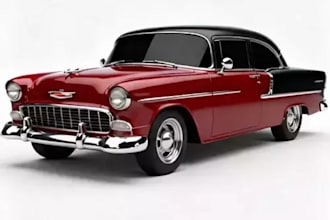 remodel resto mod vintage car modeling, americanclassic vehicle muckup,insta car