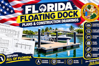 draft floating dock plans and structural construction drawings