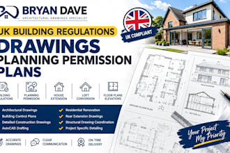 create UK building regulations drawings planning permission plans