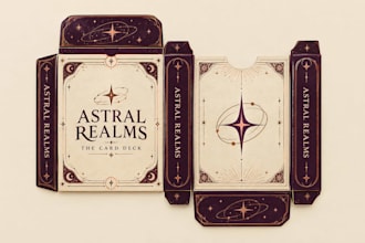 design card game packaging, card game box, tuck box, card deck box with dieline