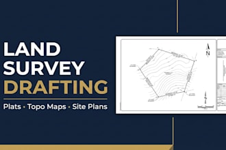 draft US land survey plats and topographic maps in autocad
