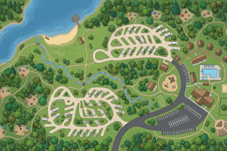 design custom park rv park campground map event and school maps illustration