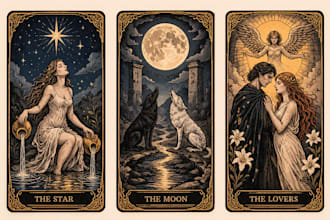 draw tarot card design tarot deck box packaging and tarot card illustration