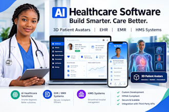 build ai healthcare software, 3d patient avatars, ehr emr and hms systems