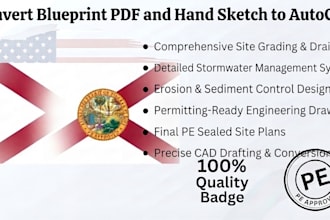 convert blueprint pdf and hand sketch to autocad