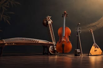 record classical music with guzheng, sitar, cello, erhu, mellophone, balalaika