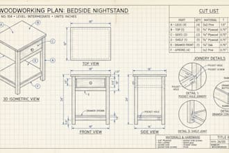 design DIY woodworking plan, cutlist, shop drawing, furniture plans, joinery