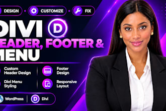 customize divi header, footer design, divi menu