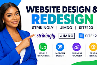 design, redesign strikingly website, jimdo, site123 website for modern business