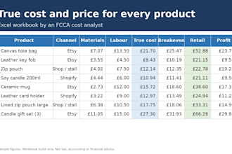 build an excel product costing and pricing workbook for makers