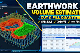 calculate earthwork quantities, cut and fill volumes, mass haul and excavation