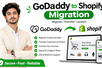 migrate godaddy website or store to shopify with products and data