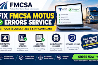 fix fmcsa motus errors, usdot updates and mc records