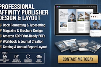 affinity publisher book formatting magazine brochure workbook amazon kdp