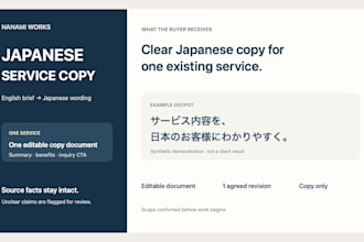 write clear japanese service copy for your existing offer