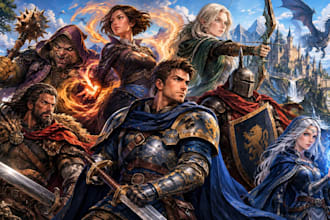 create fantasy rpg cover art, medieval game art and charcter artwork