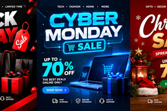 design a black friday launch kit of banners and ads for shopify stores