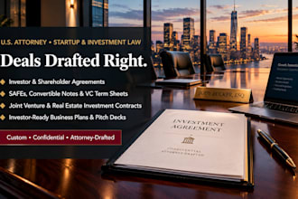 draft shareholder agreements, investor agreements, investment contracts