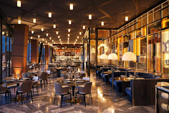 design  modern 3d restaurant, bar, cafe, commercial interior