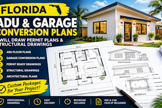 draw florida adu permit plans structural element garage conversion architect set