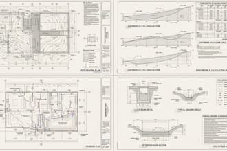 do civil engineering calculation, earthwork, site plan, drainage, grading plan