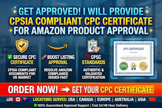 provide cpsia compliant CPC certificate for amazon product approval