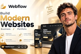 build custom responsive webflow business or portfolio site as an expert