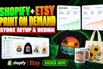 build a shopify print on demand store and etsy shop