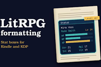 format your litrpg novel with stat boxes for kindle and KDP