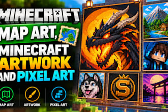 create custom minecraft map art, minecraft artwork and pixel art