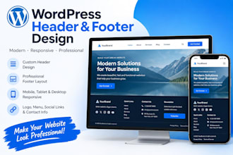 design a responsive wordpress header and footer for your website