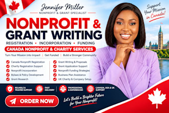 create canadian nonprofit registration, charity setup and grant proposal