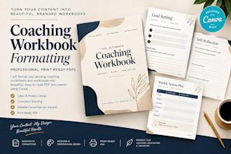 format coaching worksheets and course workbooks in canva