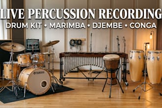 record acoustic drum kits, marimba, djembe, conga for your song
