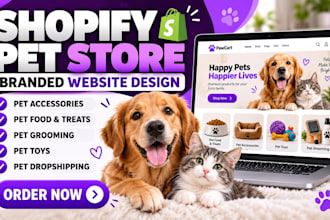 design branded shopify pet store pet accessories dropshipping website