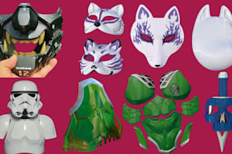3d model wearable cosplay mask armor stl file fix 3d helmets props for printing