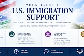prepare and review US employment visa petitions h1b l1 o1 e2 eb1 and eb2 niw