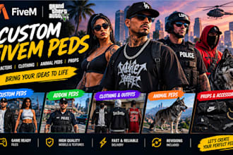 custom fivem peds, fivem addo peds, clothing, animal peds and props, gta peds