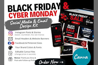 design black friday and cyber monday campaign kits in canva